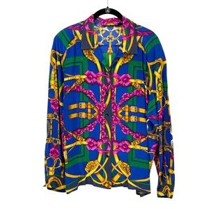 100% Silk Vibrant Chain Print Versace Type Shirt